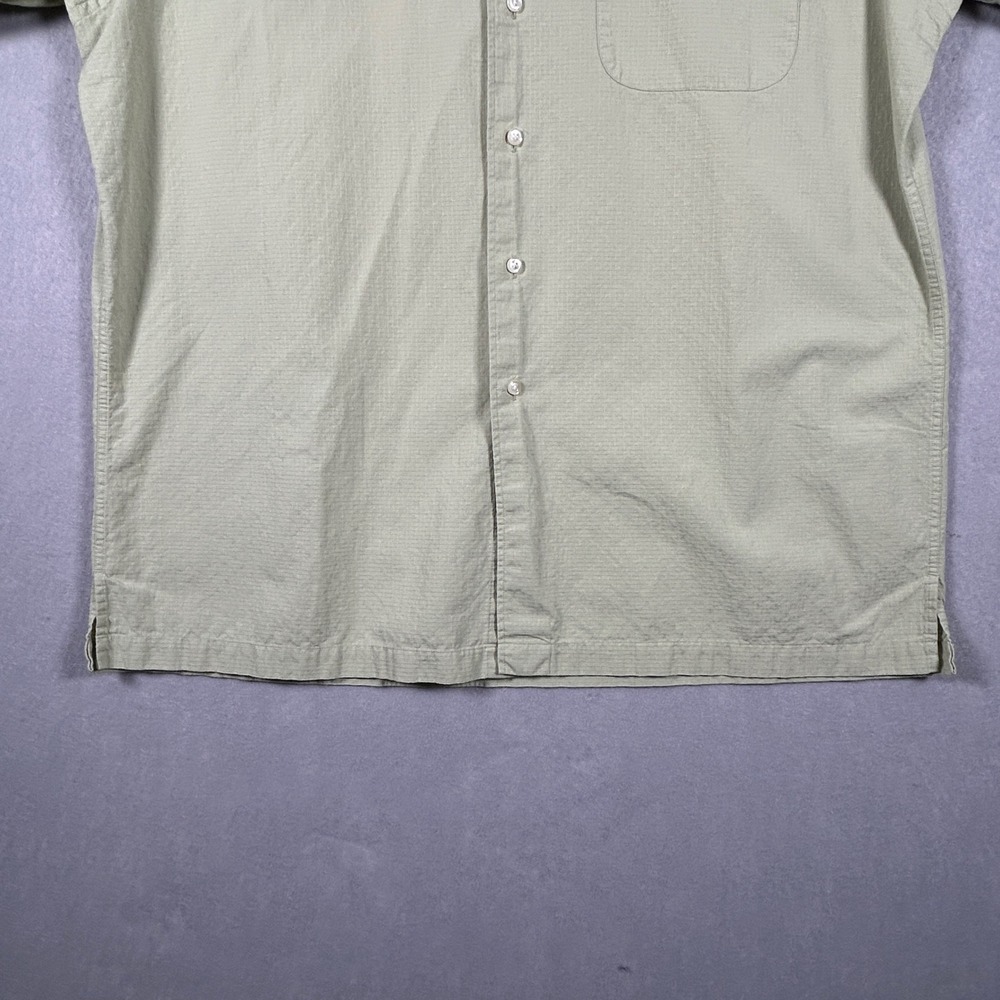 Jos. A. Bank Men L Stay Cool Seersucker Button Down Short Sleeve Sage Green Grid - Picture 3 of 8